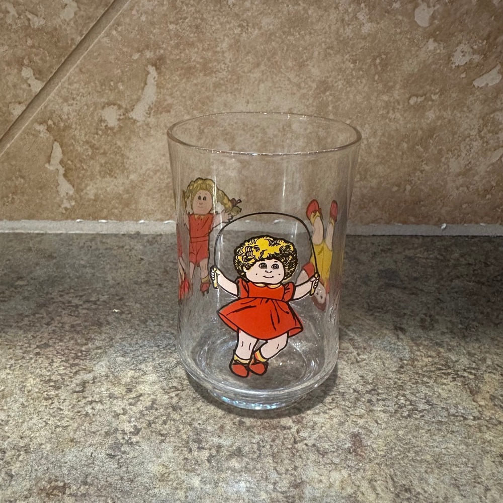 Vintage 1984 Cabbage Patch Kids Drinking Glass Retro Collectible Juice Tumbler
